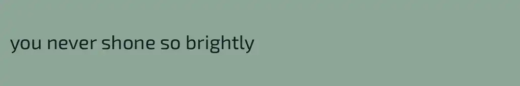 you never shone so brightly